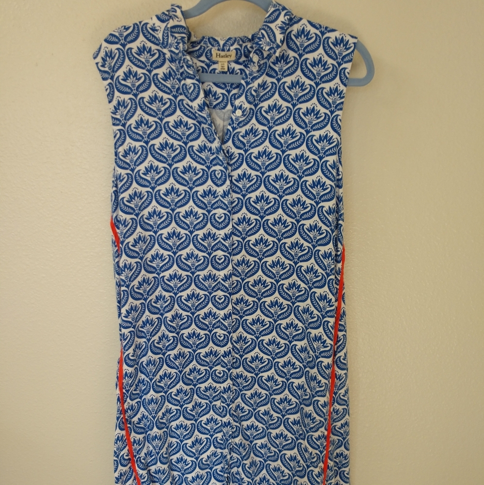 Harley Blue Printed Sleeveless Dress Size L